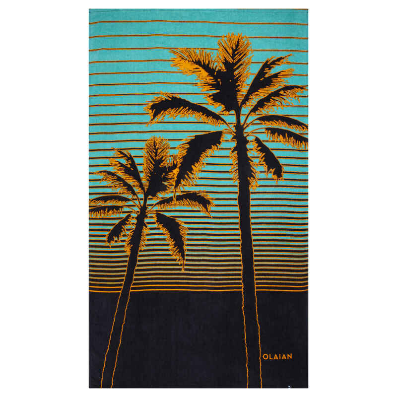Strandhandtuch Palmline 145 × 85 cmschwarz/blau/orange