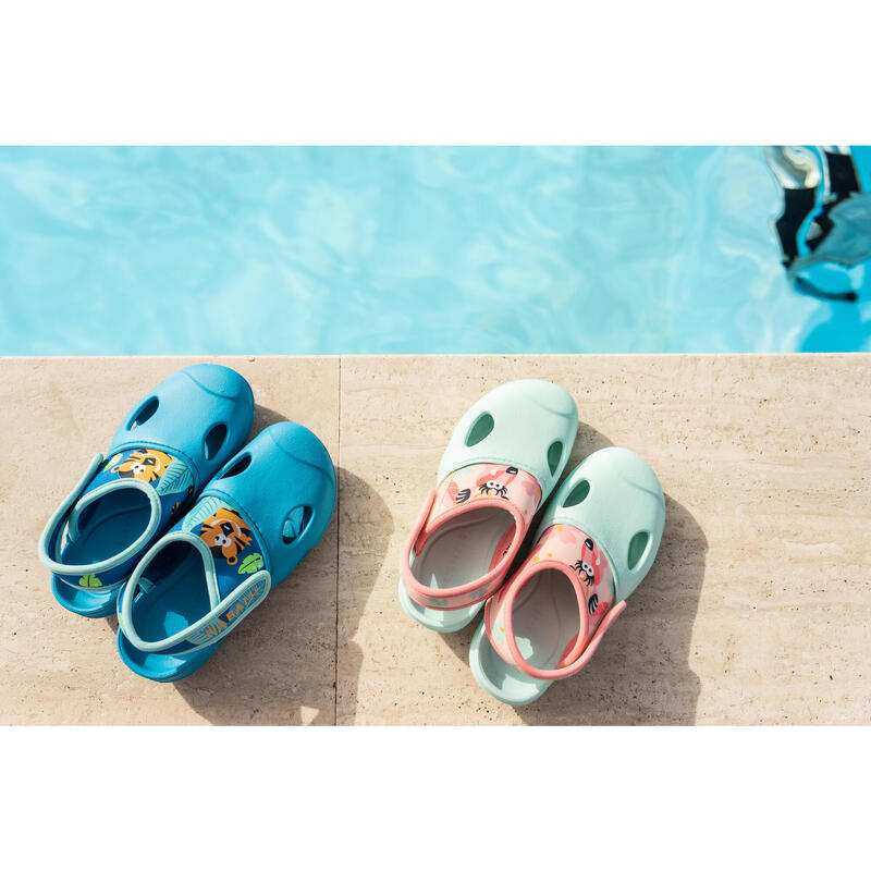 Zuecos piscina Bebé Clog 500 Azul Tigre