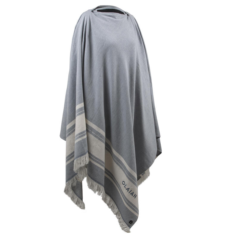 Prosop de plajă poncho 190 x 190 cm Gri-Albastru