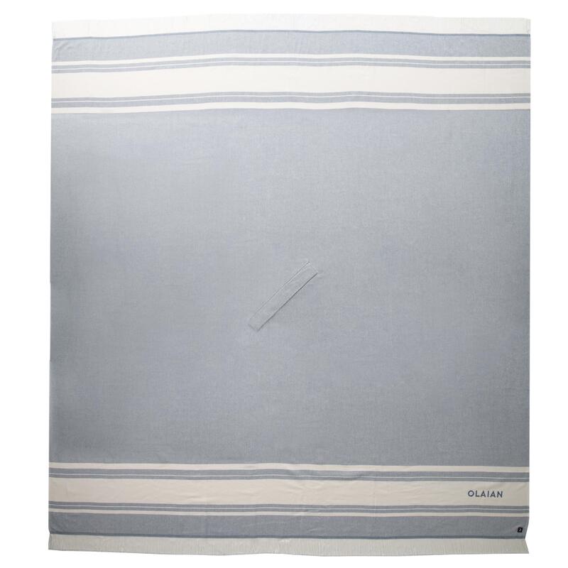 Strandhandtuch Poncho 190 × 190 cm - grau/blau