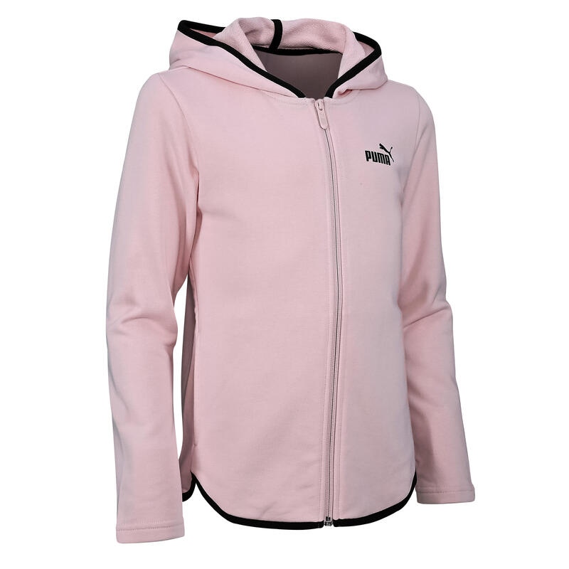 Sweat zippé à capuche enfant - rose avec imprimé PUMA