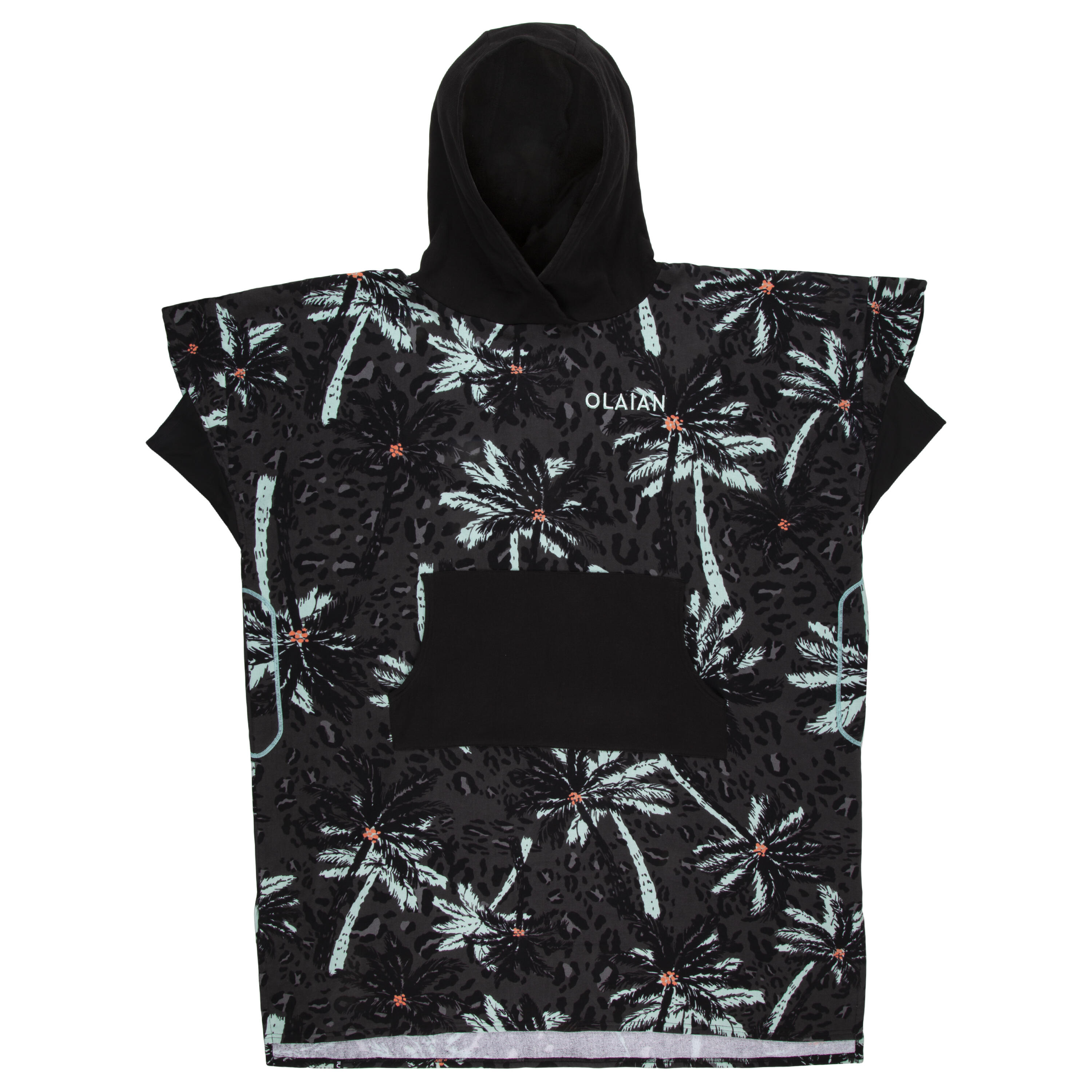 ADULT SURF PONCHO 500 Print - Palm 16/20