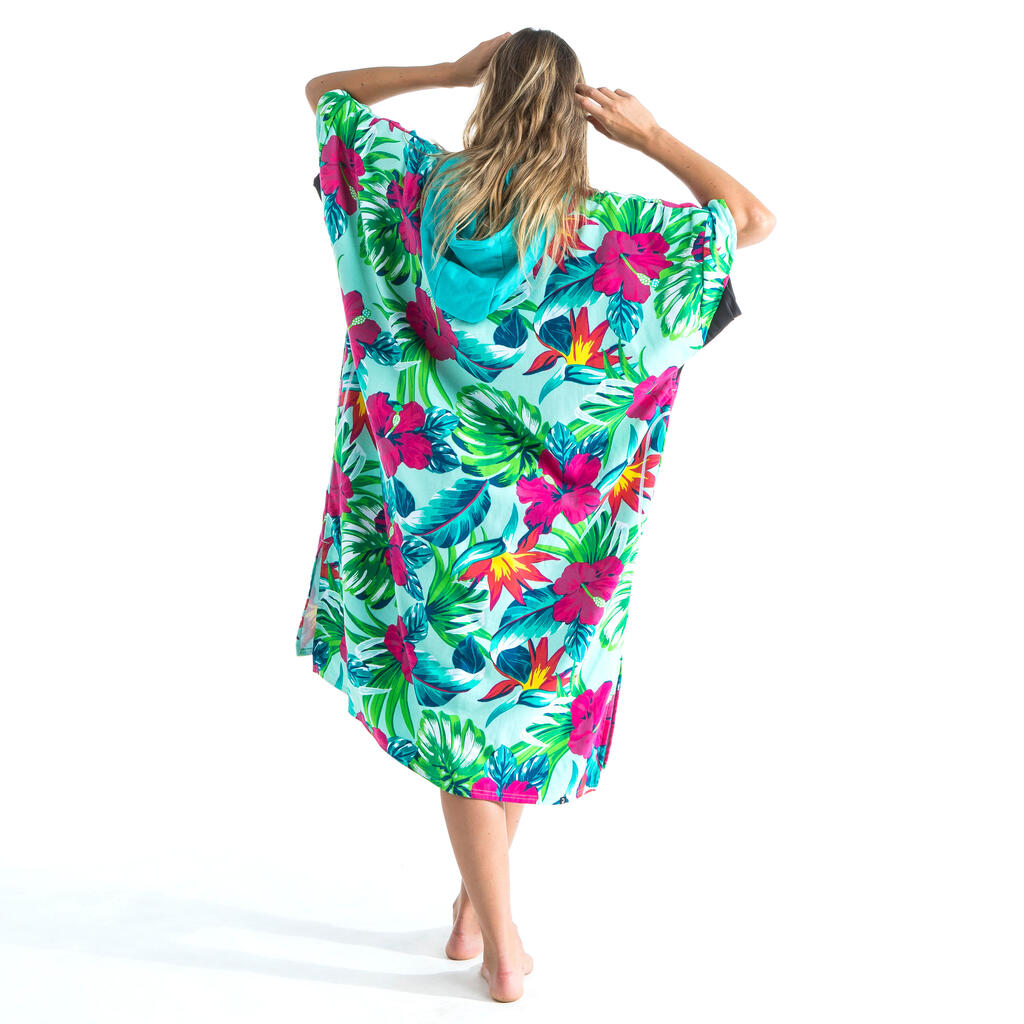 Adult Surf Poncho - 500 Bora Green Blue