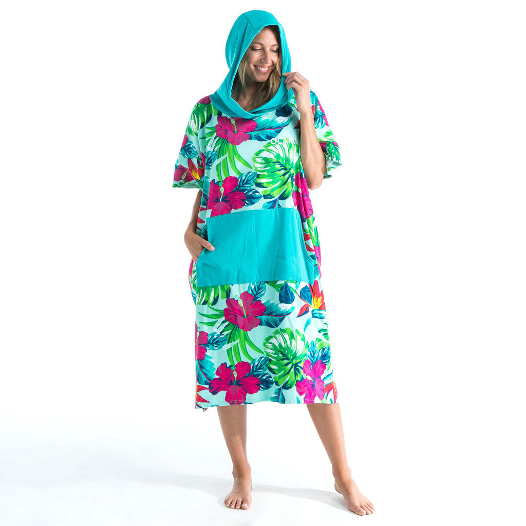 Adult Surf Poncho from 150 cm - 500 Bora Green Blue