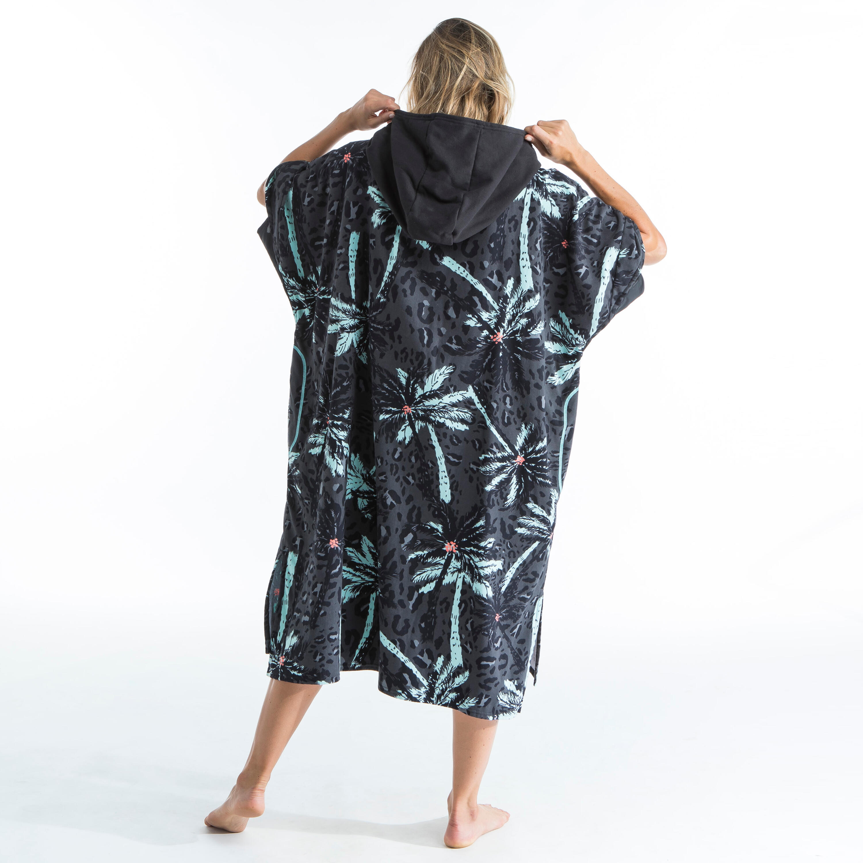ADULT SURF PONCHO 500 Print - Palm 8/20