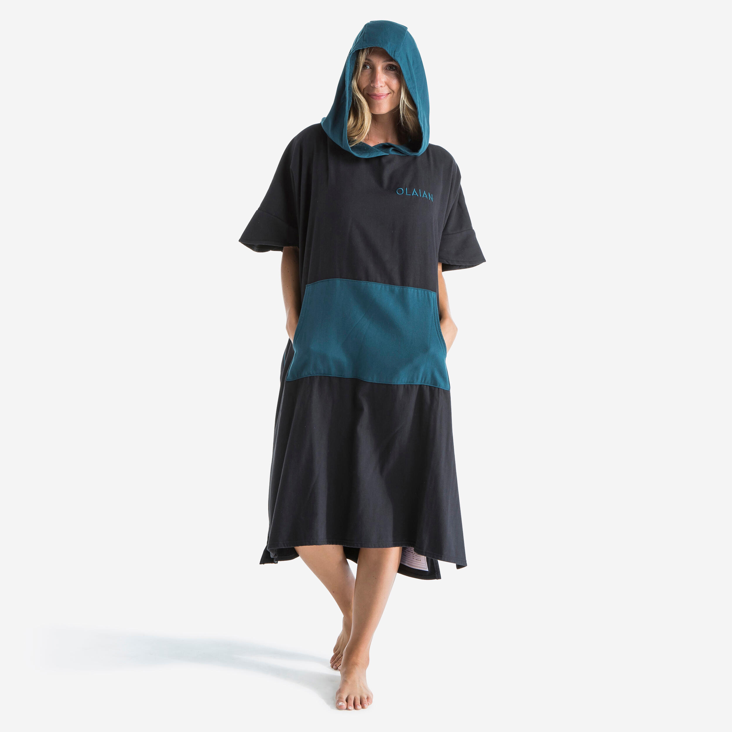 Adult Surf Poncho 500 - Black 1/11