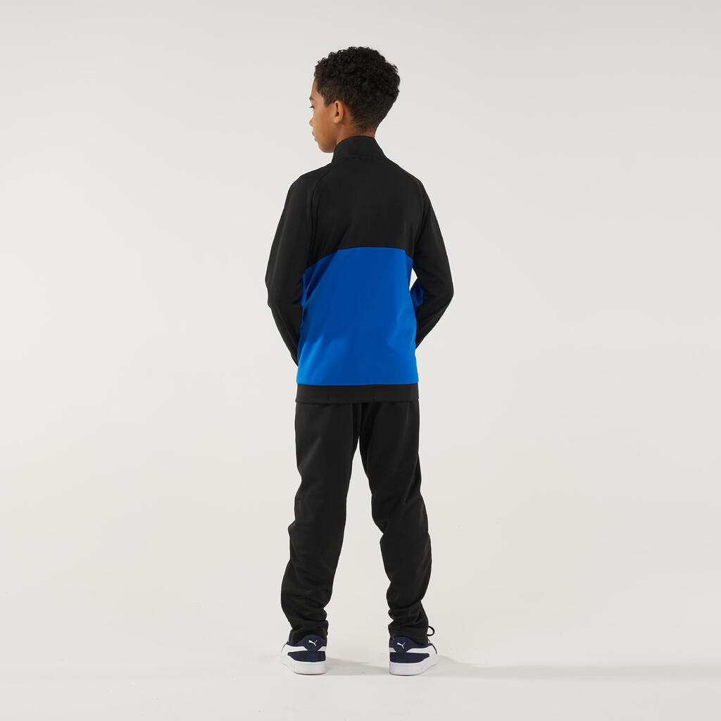 Kids' Breathable Synthetic Tracksuit - Black/Blue