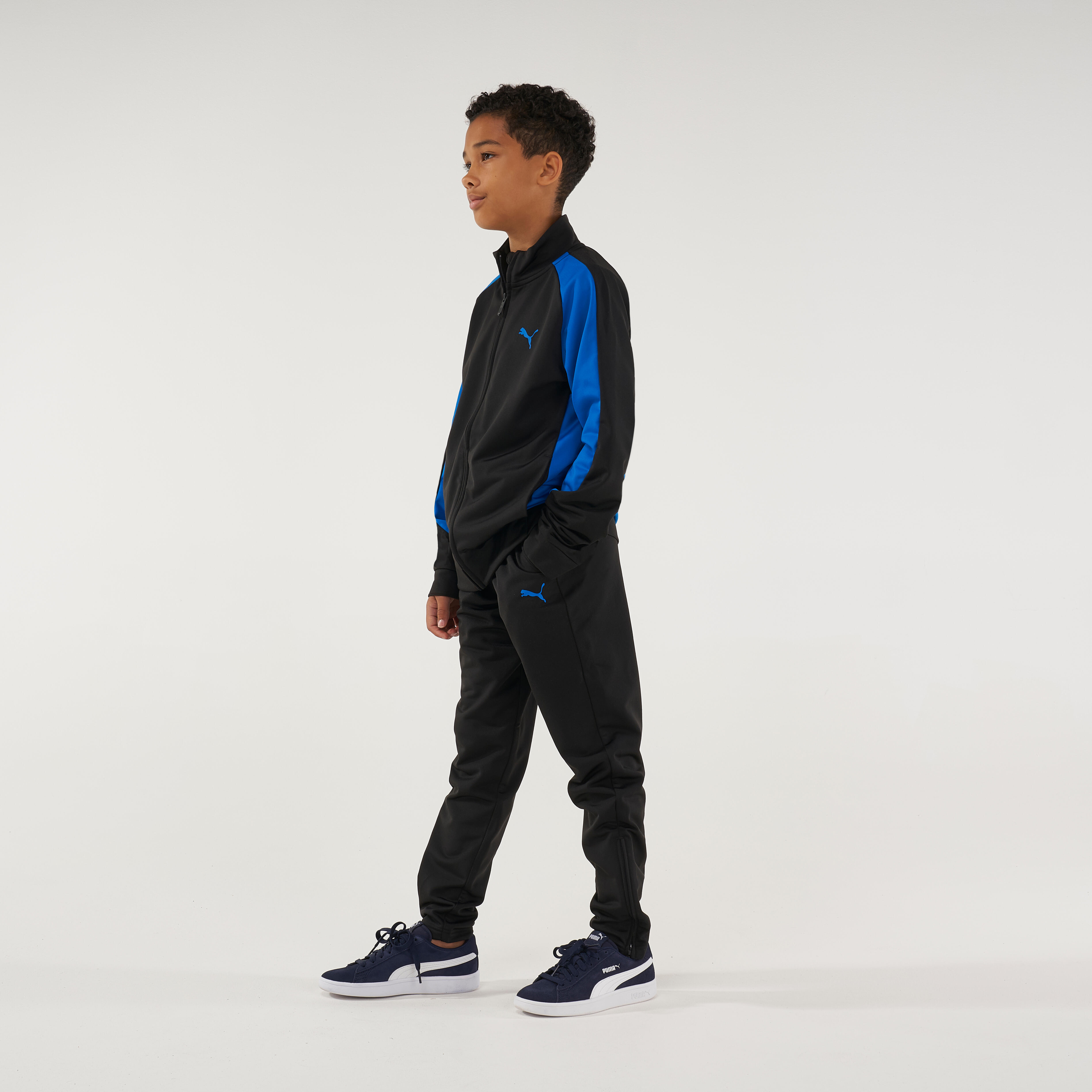 Tuta bambino ginnastica Puma nero-azzurro PUMA | DECATHLON