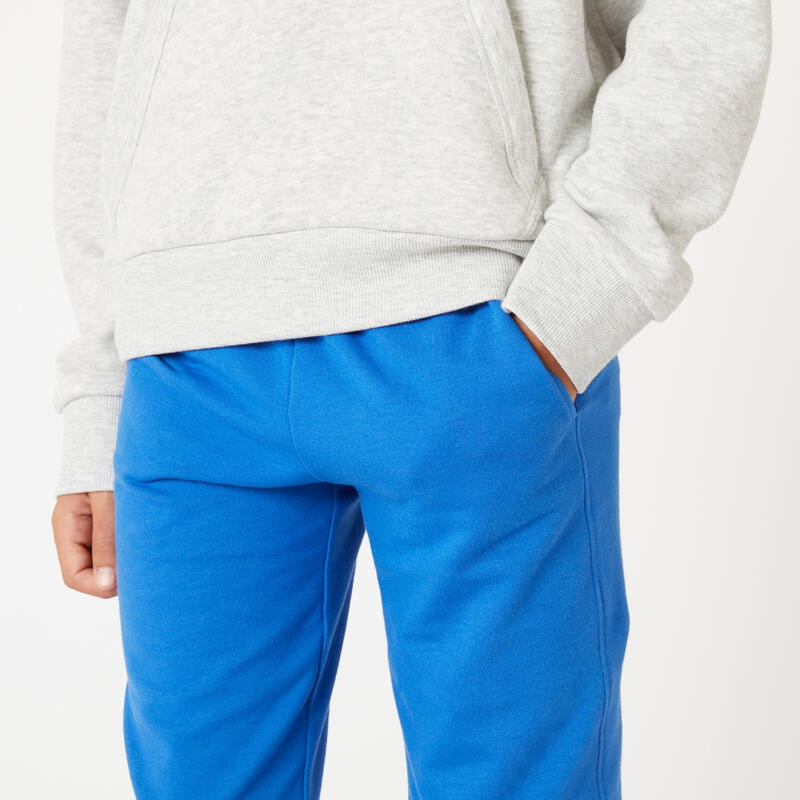 Pantalón Jogger 100 Niños Azul Algodón French Terry Recto Mixto