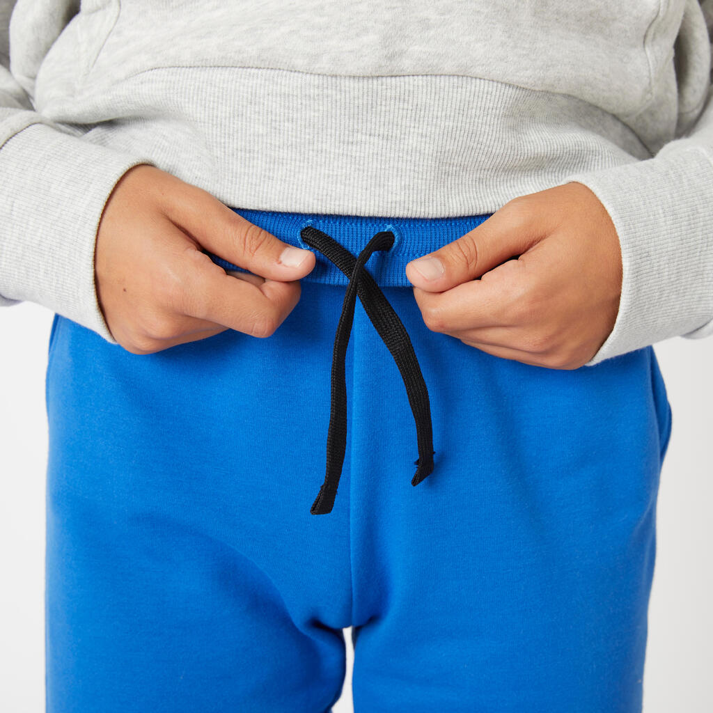 Pantalón jogger de algodón French terry de corte recto azul para niños 100