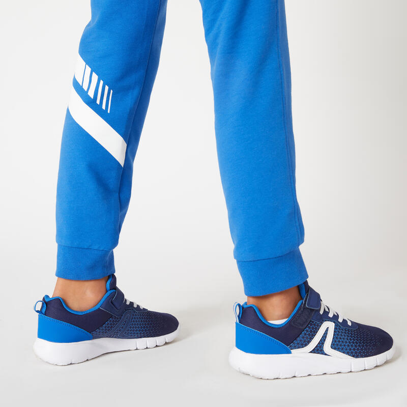 Pantaloni bambino ginnastica 100 misto cotone azzurri
