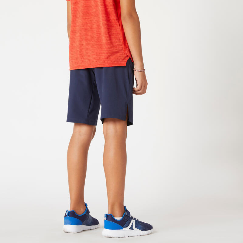 男童透氣健身短褲W500 - 軍藍色