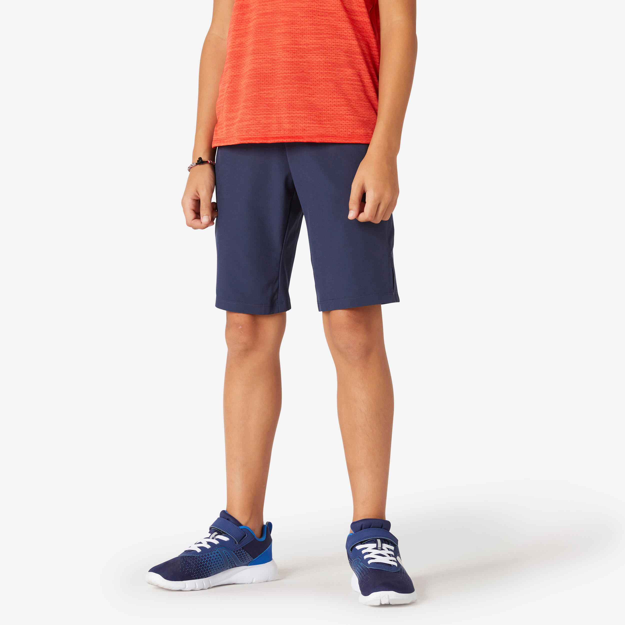 Boys' Breathable Synthetic Shorts W500 - Navy 1/5