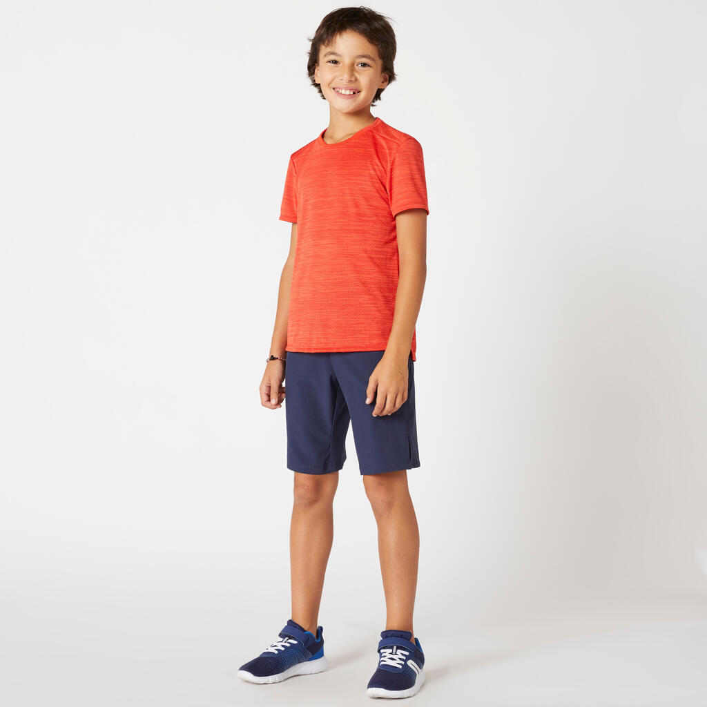 Boys' Breathable Synthetic Shorts W500 - Khaki