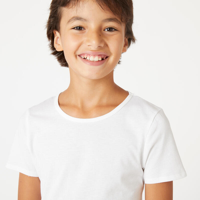 T-shirt de Ginástica em Algodão Básica Criança Branco