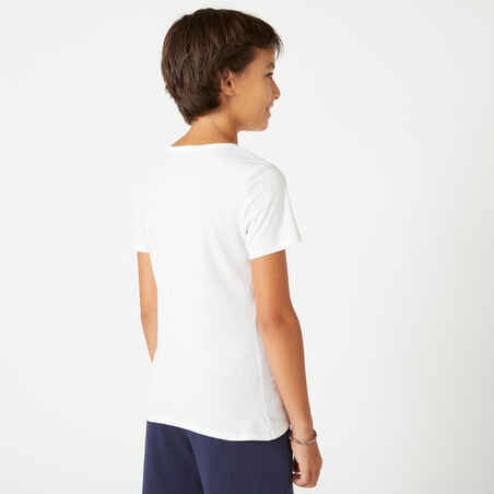 Berniukų sportiniai marškinėliai „100“, balti