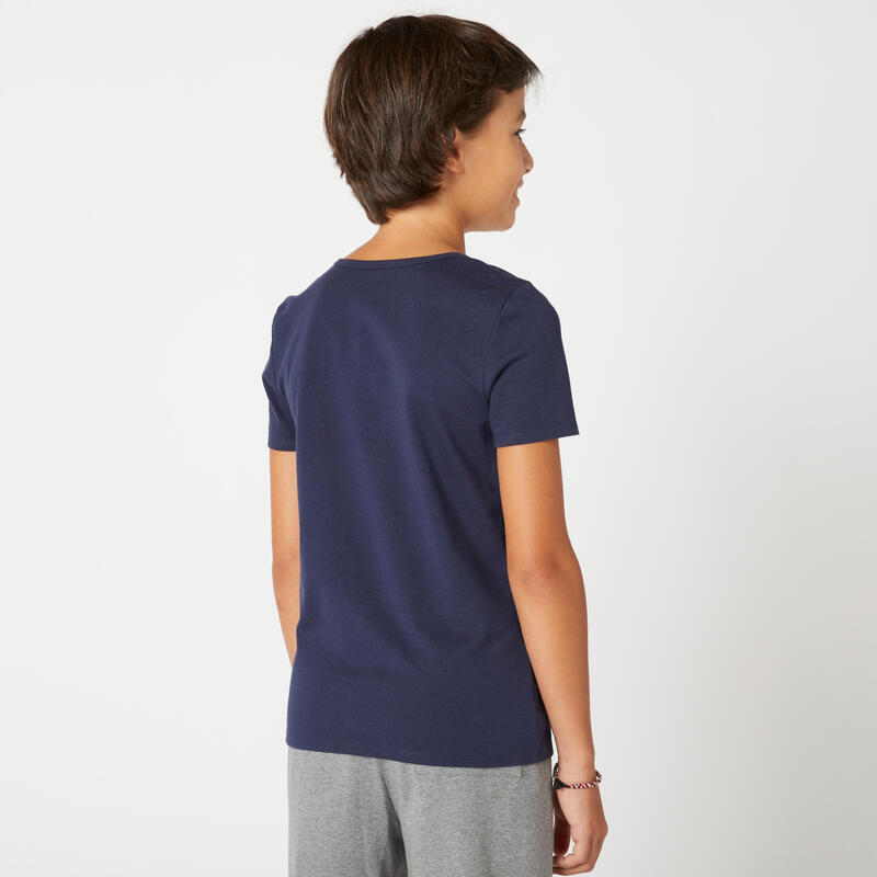 Basic T-shirt voor kinderen katoen marineblauw