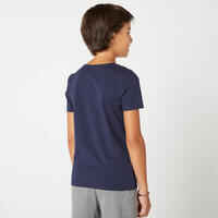 T-Shirt 100 Basic Baumwolle Kinder marienblau