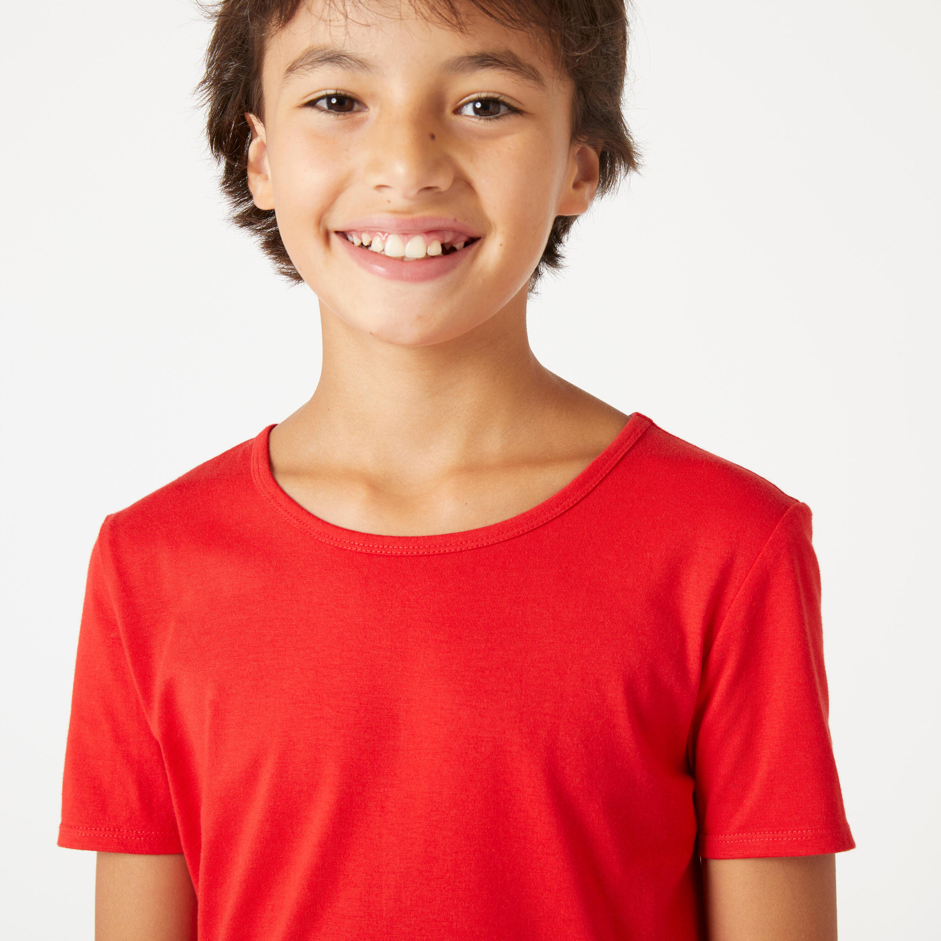 Kids' Basic Cotton T-Shirt - Red 3/4