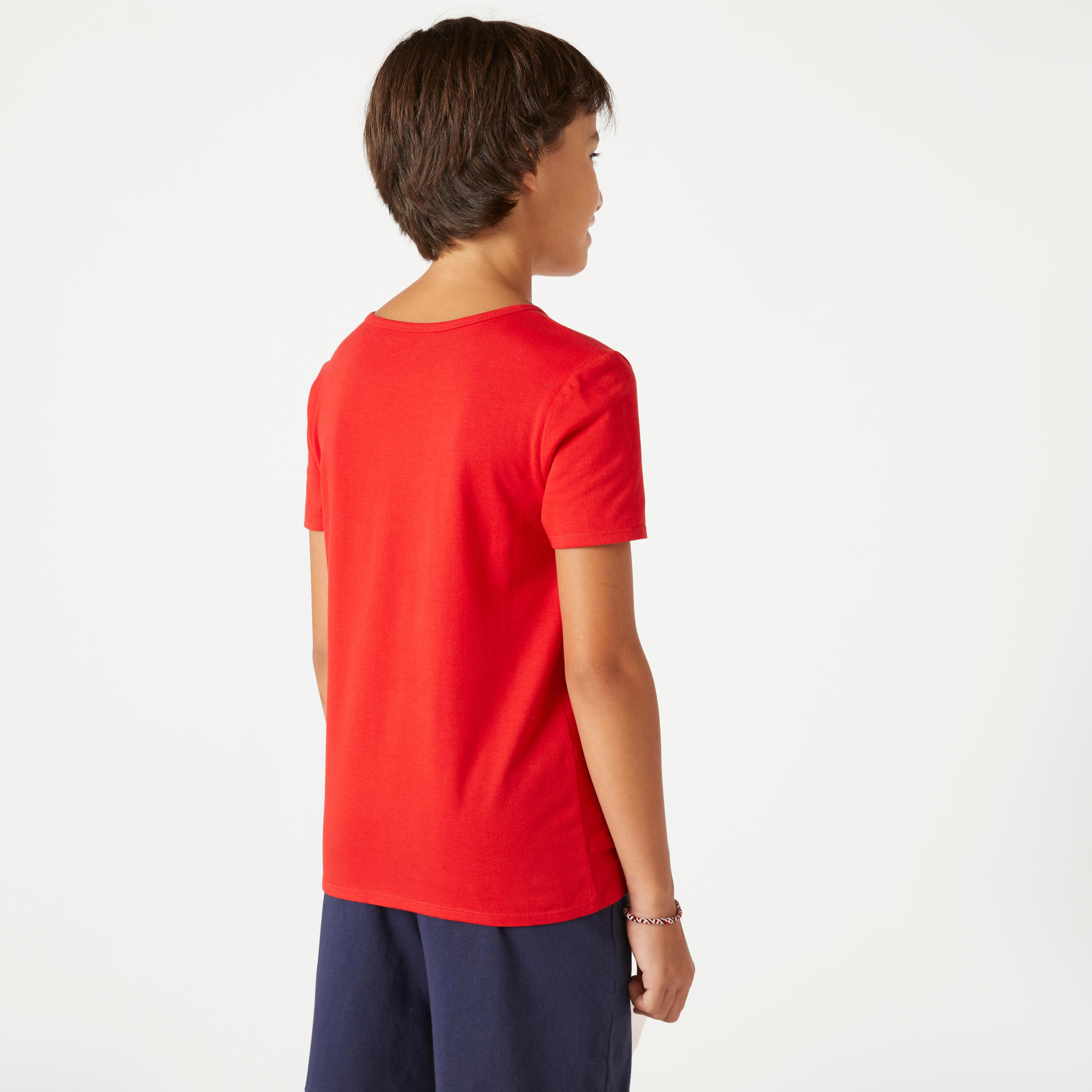 Kids' Basic Cotton T-Shirt - Red 2/4