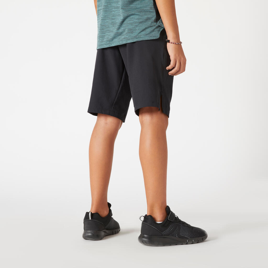 Boys' Breathable Synthetic Shorts W500 - Khaki