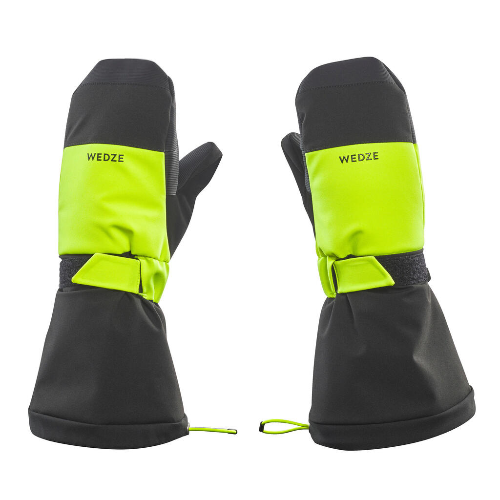 Detské hrejivé a nepremokavé lyžiarske palčiaky - 550 čierno-reflexne žlté