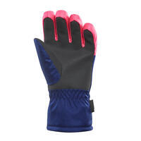 Plavo-roze dečje vodootporne rukavice za skijanje 100 