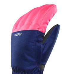 GANTS DE SKI CHAUDS ET IMPERMÉABLES ENFANT - 100 BLEU ET  ROSE FLUO