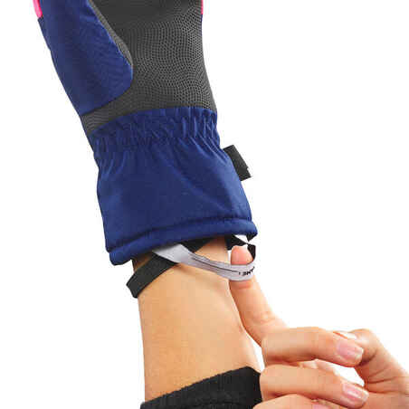 Children's Ski Waterproof and Warm Gloves 100 - blue  and neon pink 