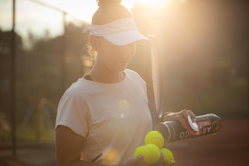 Tricou cu guler rotund Tenis Dry500 Alb Damă 