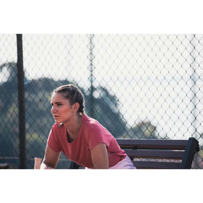 Women's Dry Crew Neck Soft Tennis T-Shirt Dry 500 - Pink
