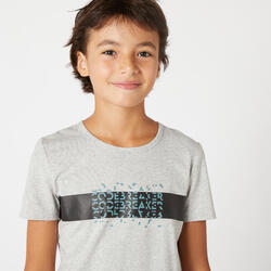 T-shirt enfant coton - Basique gris chiné avec imprimé