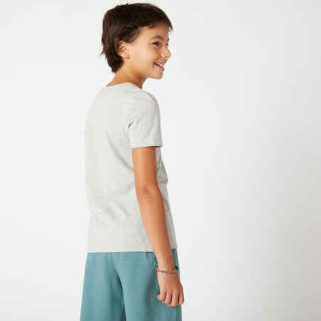 Kids' Basic Cotton T-Shirt - Mottled Grey Print