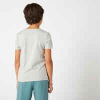 Kids' Basic Cotton T-Shirt - Mottled Grey Print