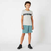 Kids' Basic Cotton T-Shirt - Mottled Grey Print