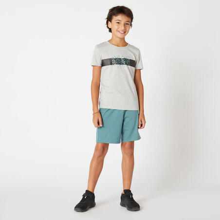 T-shirt enfant coton - Basique gris chiné avec imprimé