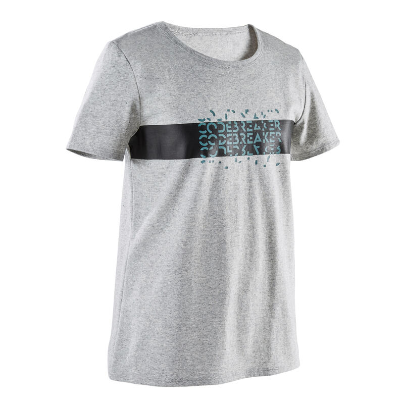 Tricou 100 Educație fizică Imprimeu Gri închis Băieți 