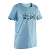 Camiseta gimnasia manga corta básica algodón Niños Domyos azul