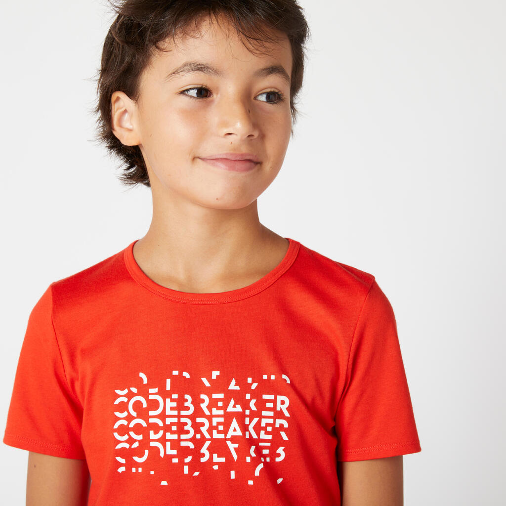 Kids' Basic Cotton T-Shirt - Mottled Grey Print