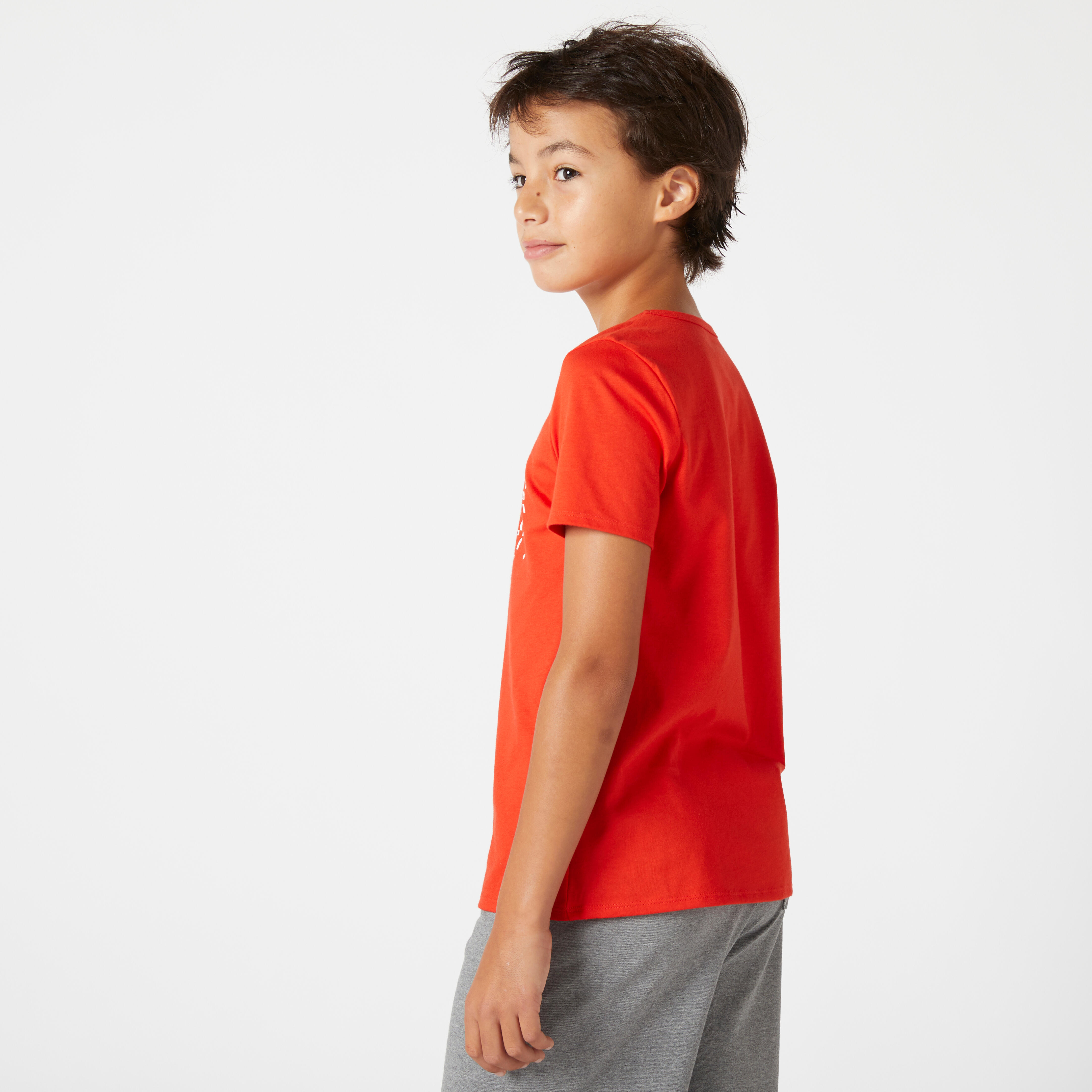 Kids' Basic Cotton T-Shirt - Red Print - Decathlon