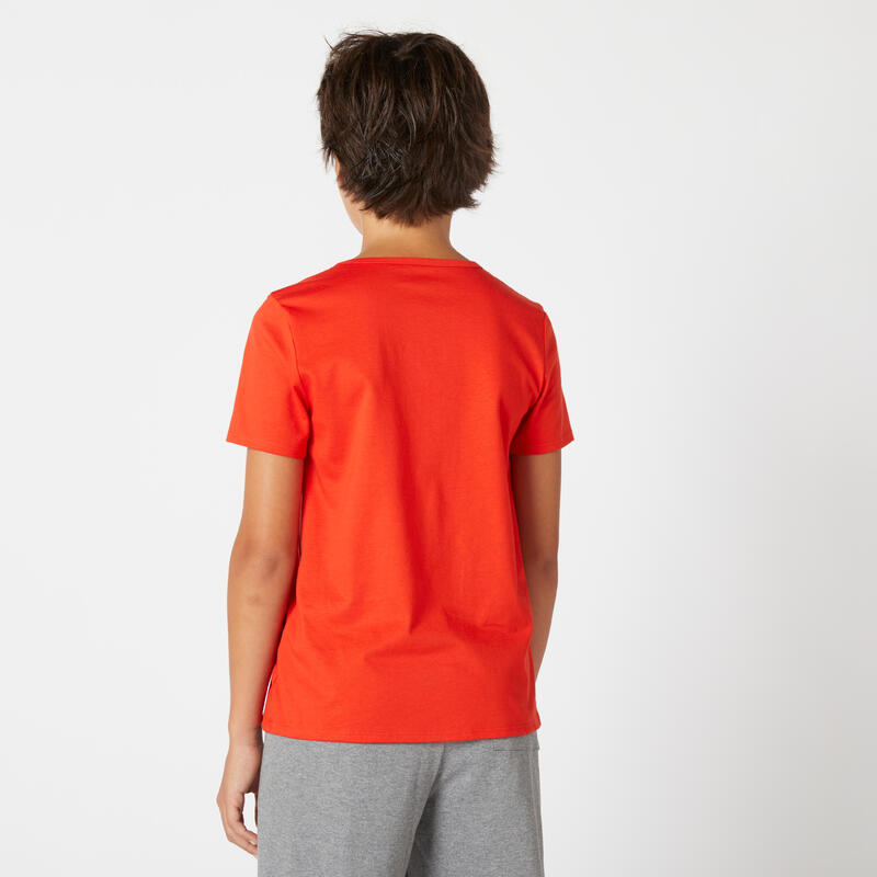 T-Shirt Basic Baumwolle Kinder rot mit Print