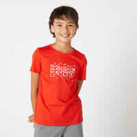 Kids' Basic Cotton T-Shirt - Red Print