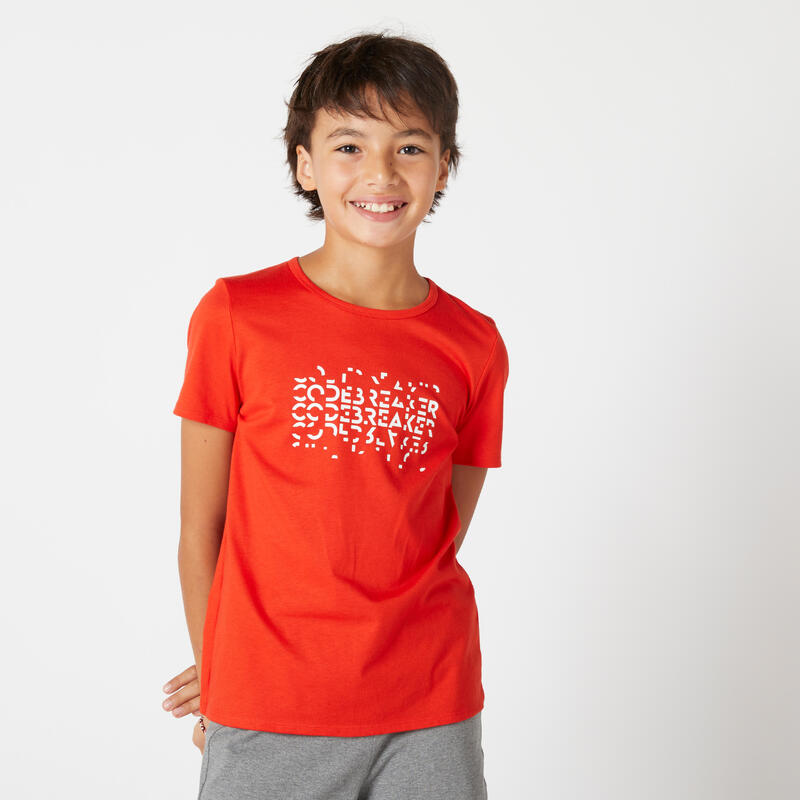 T-shirt bambino ginnastica 100 cotone 100% rossa con stampa