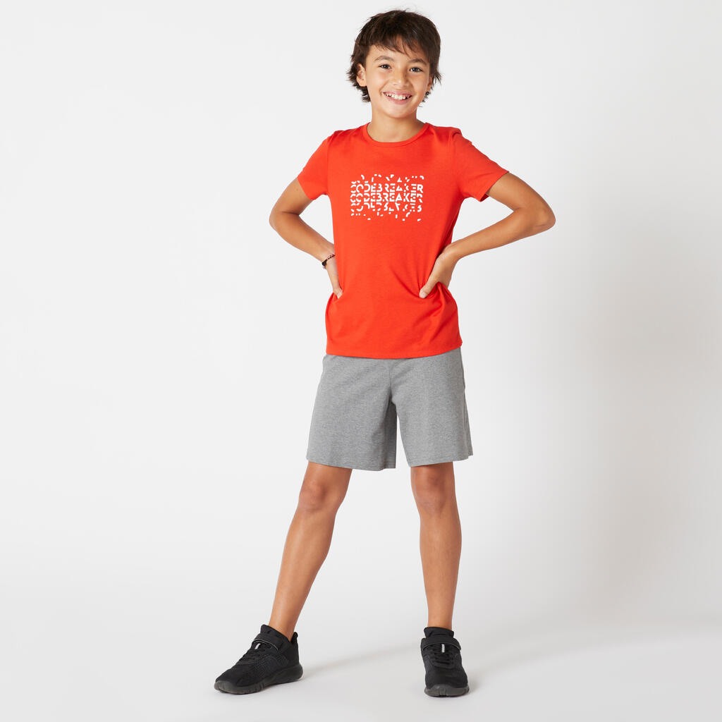 Kids' Basic Cotton T-Shirt - Mottled Grey Print