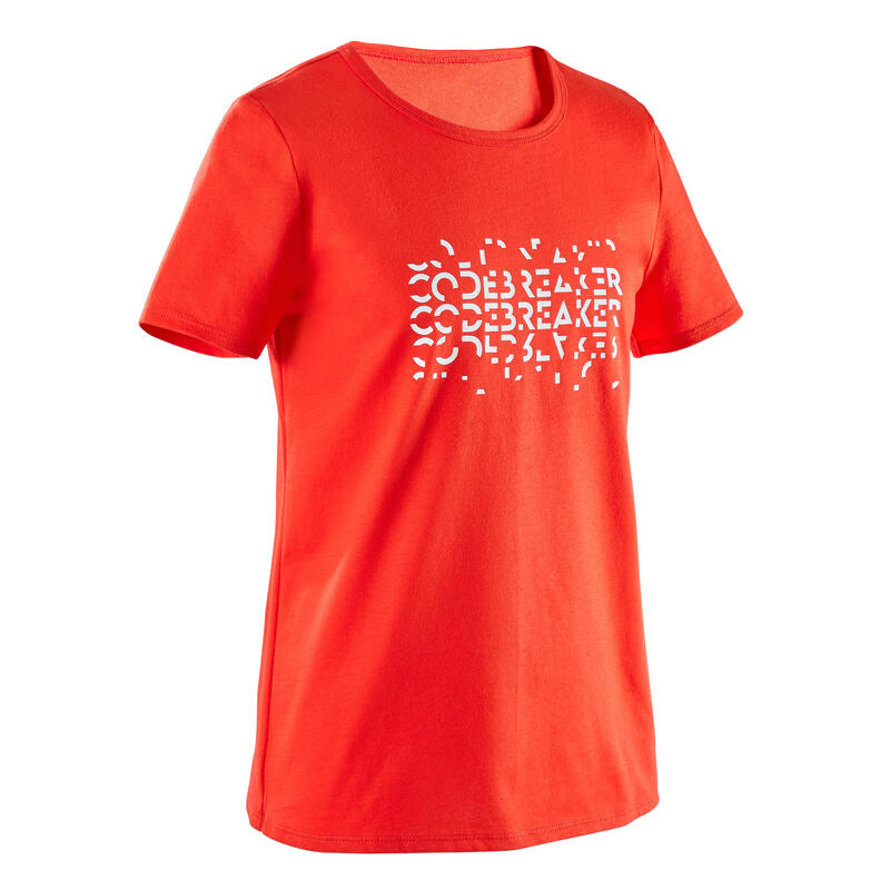 T-shirt bambino ginnastica 100 cotone 100% rossa con stampa