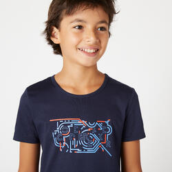 T-shirt enfant coton - Basique bleu marine avec imprimé