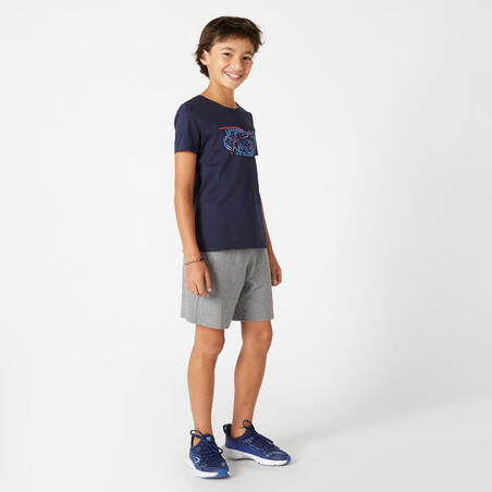 T-shirt enfant coton - Basique bleu marine avec imprimé