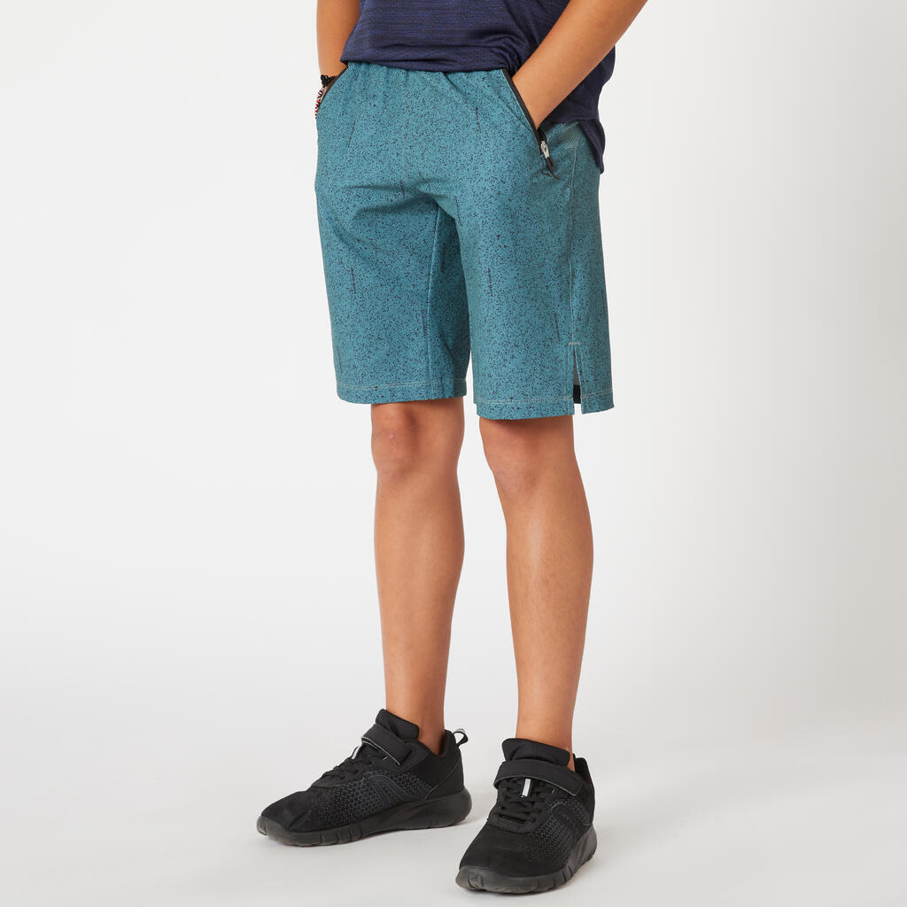 Boys' Synthetic Breathable Shorts W500 - Khaki Print