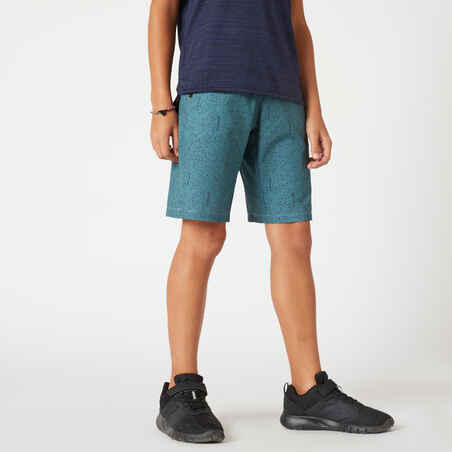 Boys' Synthetic Breathable Shorts W500 - Khaki Print