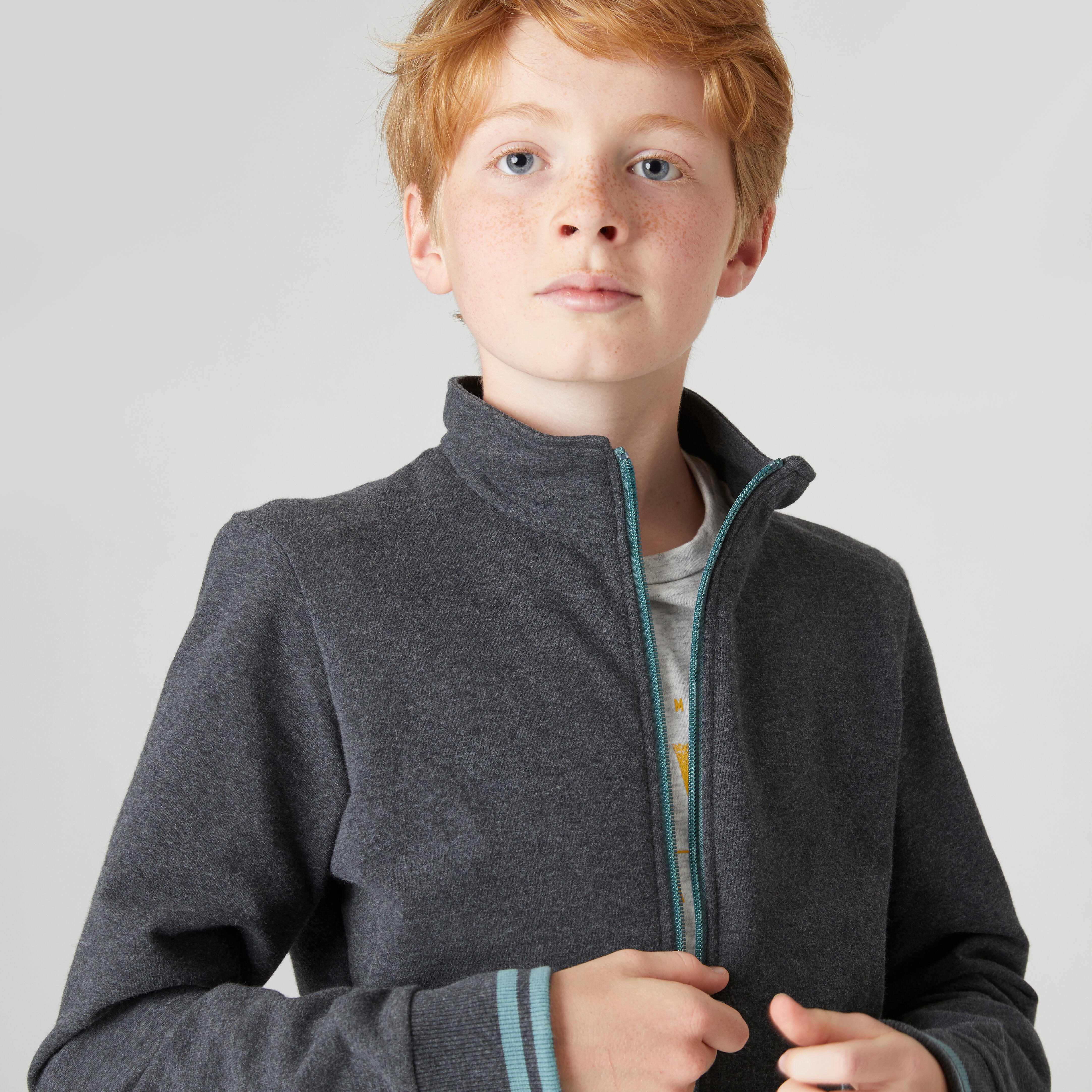 Kids Warm Tracksuit 500 Dark Mottled Grey DecathlonB2B